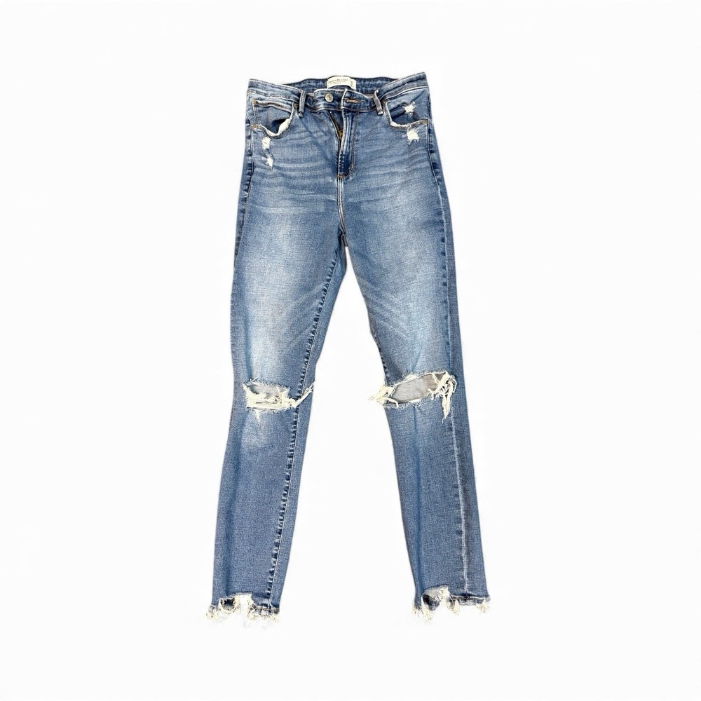 Abercrombie Fitch Skinny Ankle Jeans High Rise Distressed Medium Wash Size 29x8